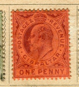 GIBRALTAR; 1903 early Ed VII issue used 1d. value