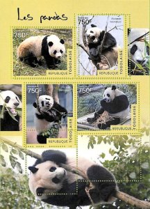 A8835 - TOGO  -ERROR MISPERF  Stamp Sheet - 2014 PANDAS ANIMALS