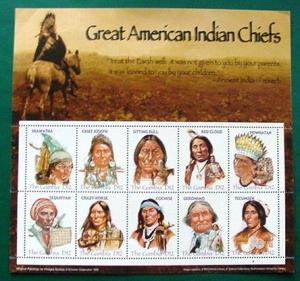 Gambia 3001, Great American Indian Chiefs, Sheet, MNH