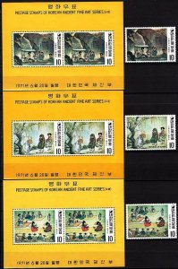 KOREA SOUTH 1971 Yi Dynasty Paintings. Complete 4th Issue. 6v & 6 S/sheets, MNH