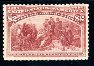 USAstamps Unused VF US 1893 $2 Columbian Expo Scott 242 OG MVLH SCV $1100