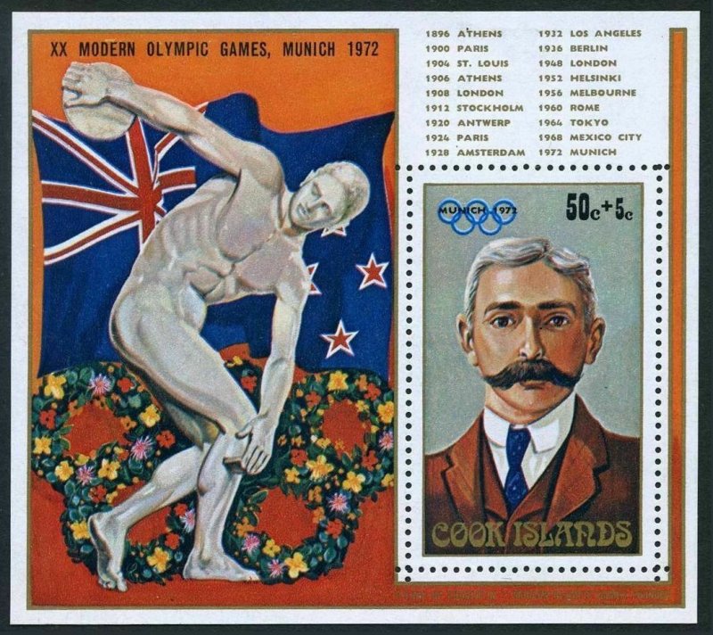 Cook Isl 329a,B29,MNH. Olympics Munich-1972.Pierre de Coubertin,High jump,Boxing