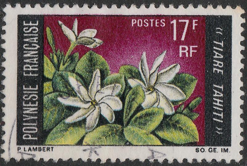 POLYNÉSIE FRANÇAISE - 1969 - Yv.65/Mi.91 17fr TIARE TAHITI (Frangipane) - Obl TB