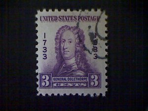 United States, Scott #726, used (o), 1933, Oglethorpe, 3¢, purple