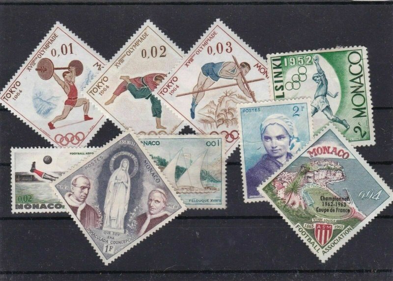 MONACO MOUNTED MINT AND USED STAMPS ON STOCK CARD REF 1071