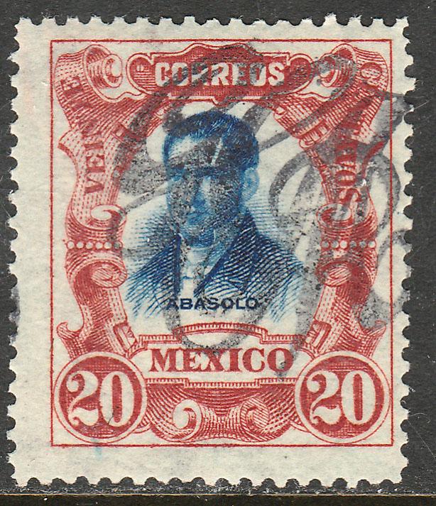 MEXICO 377, 20c LARGE MONOGRAM HANDSTAMP UNUSED, H OG. F-VF.(346)