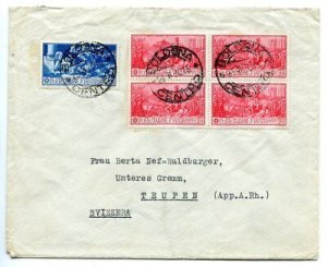 Ferrucci Cent. 20 quatrain on cover for Switzerland