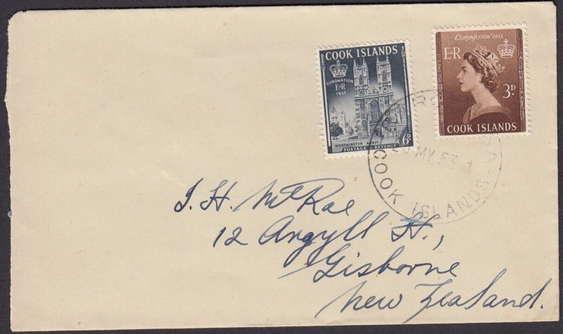 COOK ISLANDS 1953 Coronation, Set of 2 on FDC 