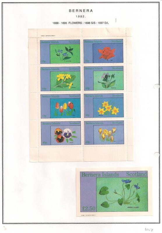 SCOTLAND - BERNERA - 1982 -Flowers (26) - 8v Perf. D/L Sheets - MLH