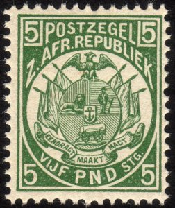 1892, South African Republic, 5£, MNH, Sc 135, CV $7500