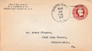 United States South Carolina White Oak 1917 4b-bar  1850-1992  Postal Station...