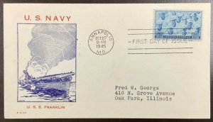 935 Fidelity Stamp Co USS Franklin cachet Navy in WWII FDC 1945