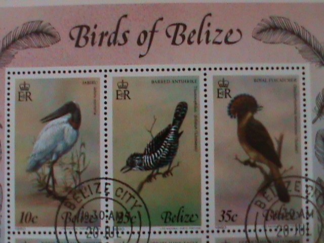 BELIZE-1980 SC#500-WORLD RARE BEAUTIFUL LOVELY BIRDS CTO-NH ORG  S/S VF