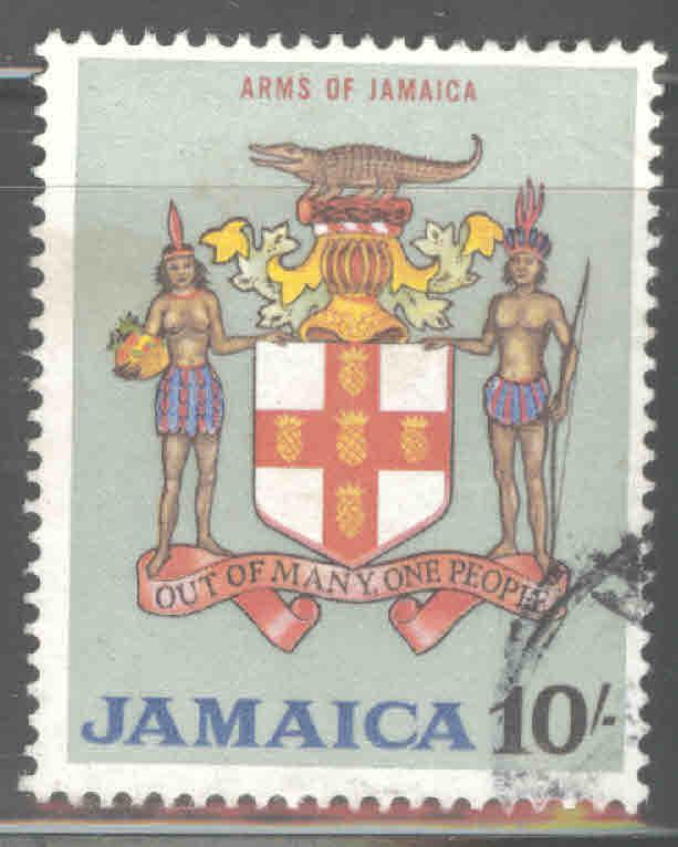 Jamaica Scott 231 Used 10 shilling coat of arms stamp