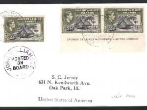 GILBERT & ELLICE KGVI Imprint Pair Cover *JOHN WILLIAMS*SHIP Maritime USA MA1508