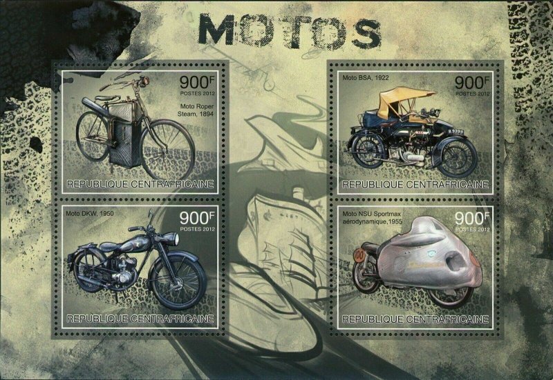 Motorcycles Stamp Moto DKW Moto Roper Steam BSA NSU Sportmax S/S MNH #3832-3835