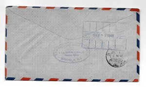 CF38 Air Mail Test Pan Am World Air 1946 Curacao from N.Y. C27 Multi Cancels