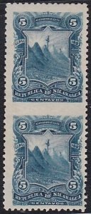 NICARAGUA 1893 5c pair IMPERF BETWEEN unused...............................A5130