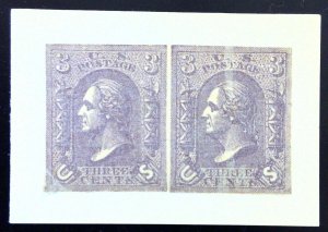 Scott #79-E8a - 3c Gray - Loewenberg Decalcomania - Pair - On Piece - Essay