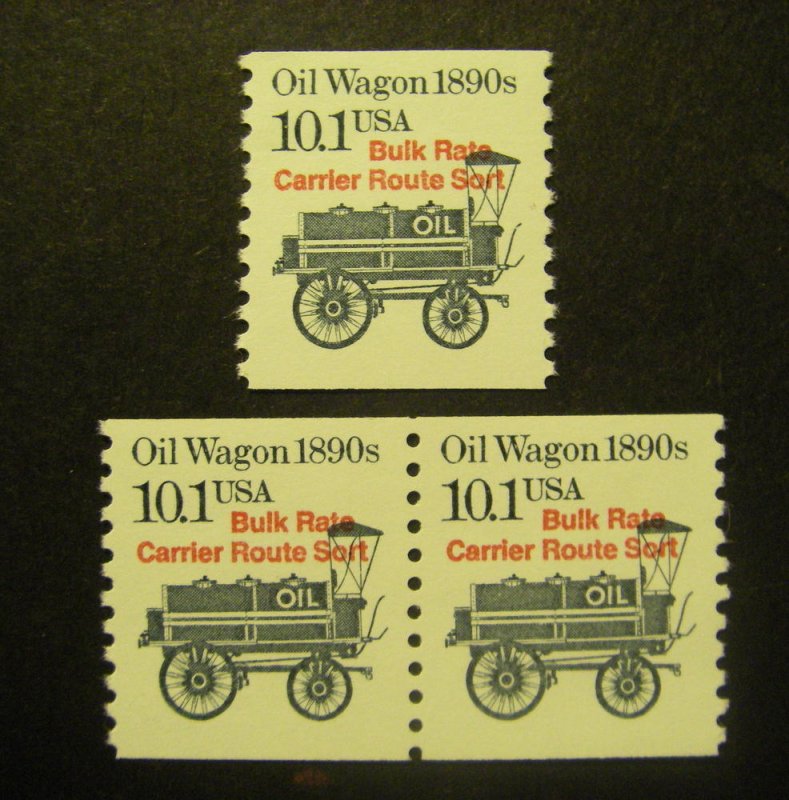 Transportation Coils II, Scott 2130a, Pair & single, Red precancel, MNH Beauties