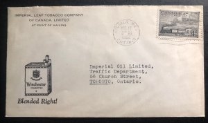 1952 Aylmer Canada Advertising Winchester Cigarettes cover To Toronto