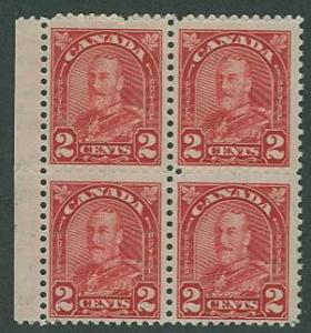 Canada SC# 165a King Edward VII, 2c, Block of 4, Die II, MNH