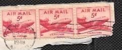 US C33 strip of three on paper. Great Cancellation - March 22, 1948.