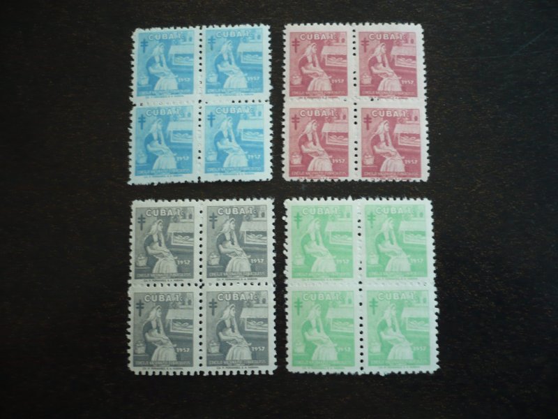 Stamps - Cuba - Scott# RA35-RA38 - Mint Hinged Set of 4 Stamps in Blocks of 4