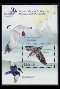 Malaysia Migratory Birds Miniature Sheet With Overprint