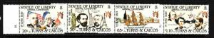 Turks & Caicos-Sc#661-4-unused NH set-Statue of Liberty-1985-