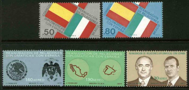 MEXICO 1156-57, C537-39 Diplomatic Relations with Spain MNH
