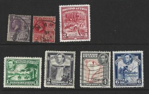 British Guiana Used Min Lot of 7 Different Stamps 2017 CV $2.65