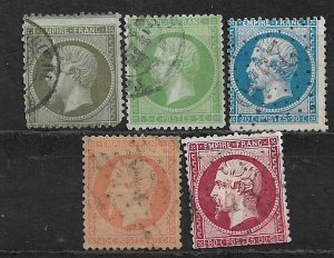 COLLECTION LOT OF 5 FRANCE 1862+ CV + $ 77