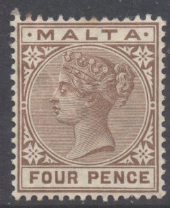 Malta Scott 12 - SG27, 1885 Victoria 4d MH*