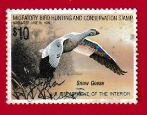 US SCOTT#RW55 1988 $10 SNOW GOOSE - USED