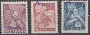 Poland 1950 Groszy overprint on Scott #464-466 MH