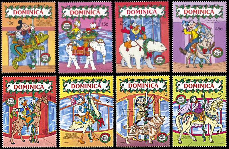 Dominica 1271-1278, MNH, Disney Christmas 1990 Carousel