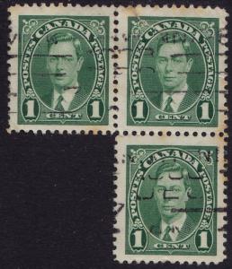 Canada - 1937 - Scott #231 - used block of 3 - George VI