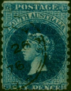 South Australia 1879 6d Bright Blue SG136 P.10 Good Used