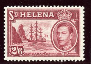 St Helena 1938 KGVI 2s6d maroon superb MNH. SG 138. Sc 125.