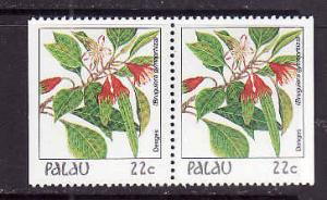 Palau-Sc#132a-Unused NH booklet pair-22c-Indigenous Flower-1987-88-