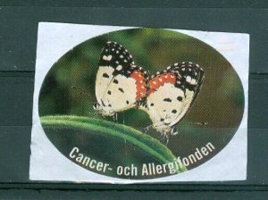 Sweden. Poster Stamp. On Paper. Butterfly. Cancer- Allergy Association.