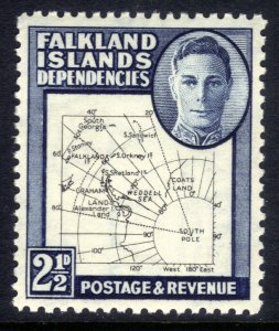 Falkland Islands Depd 1949 KGV1 2 1/2d Blue & Black Map Umm SG G11b ( H559 )