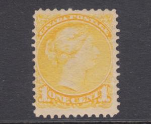 Canada Sc 35 MNH. 1870 1c yellow QV on wove paper, 1 short perf, otherwise F-VF.