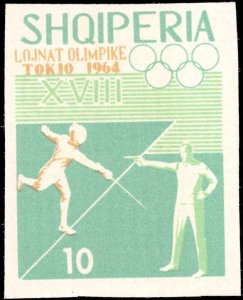 Albania #763a, Complete Set(10), Imperf, 1964, Olympics, Sports, Never Hinged