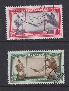 ITALY 1934 USED SC #CE8/9 SPECIAL DELIVERY AIRMAIL CAT $80