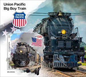 SIERRA LEONE - 2023 - Union Pacific Train - Perf Souv Sheet - Mint Never Hinged