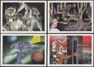 NICARAGUA # 2020-7: SET of 8 SOUVENIR SHEETS NOTING SPACE ALIEN SIGHTINGS