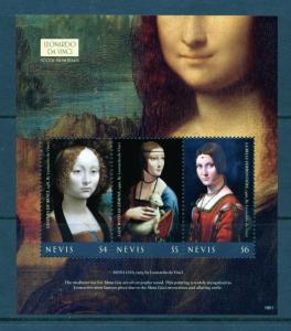 NEVIS 2019 500th MEMORIAL OF LEONARDO da VINCI PAINTINGS SHEET MINT NH