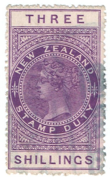 (I.B) New Zealand Revenue : Stamp Duty 3/- (sideways watermark)